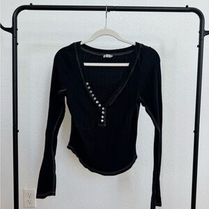Free people Black Button-Down Women's Top